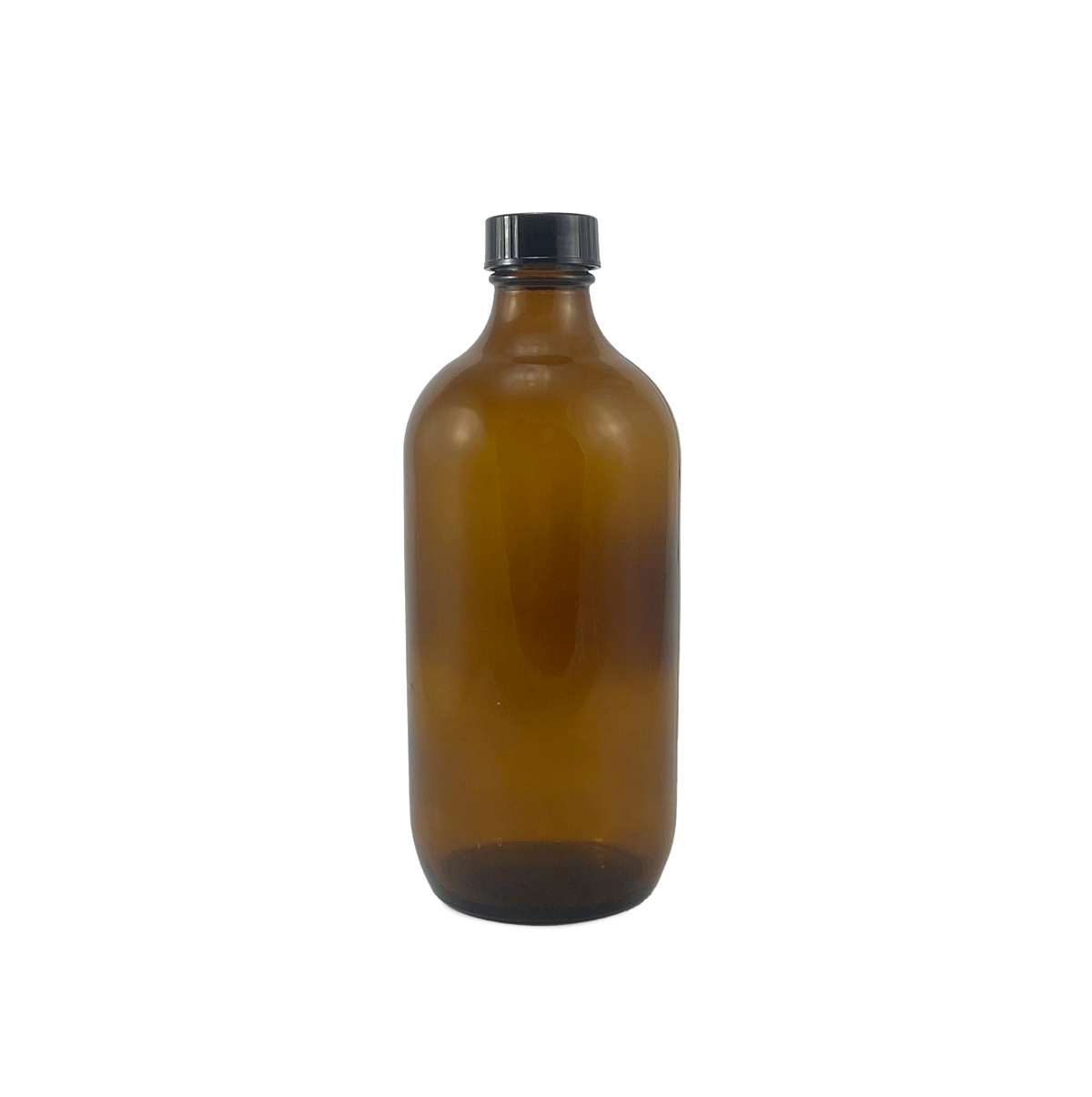 Amber Glass Bottle with Black Phenolic Cap, 473ml