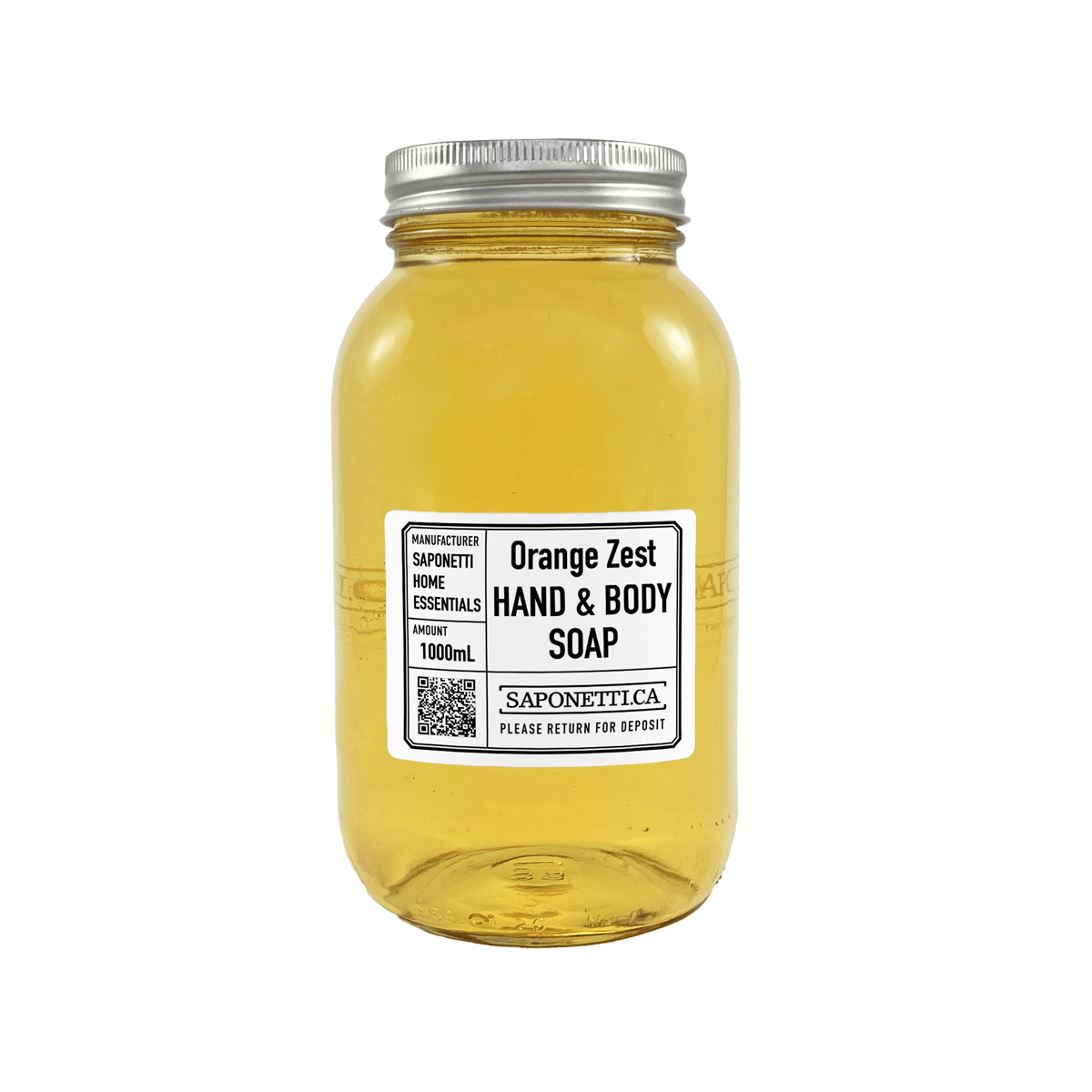 Saponetti Essentials Orange Zest Hand & Body Soap 1L Refundable Jar