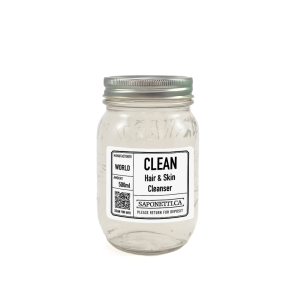 World Clean Hair + Skin Cleanser 500ml Refillable Jar