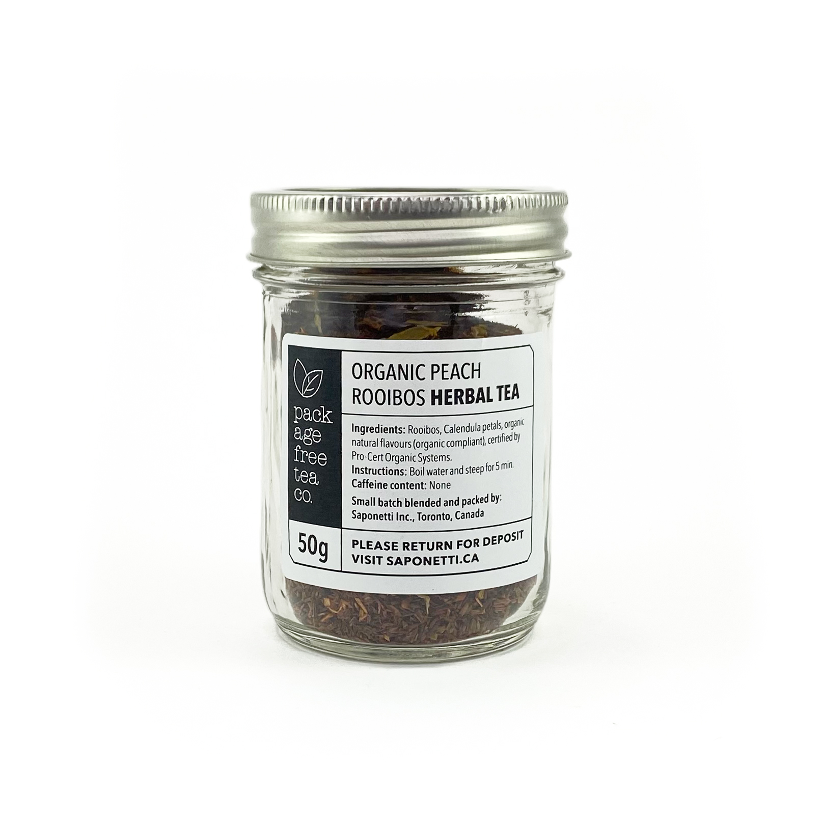Organic Peach Rooibos Tea 50g Refundable Jar