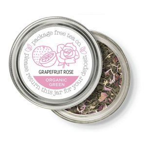Organic Grapefruit Rose Green Tea 100g Refundable Jar