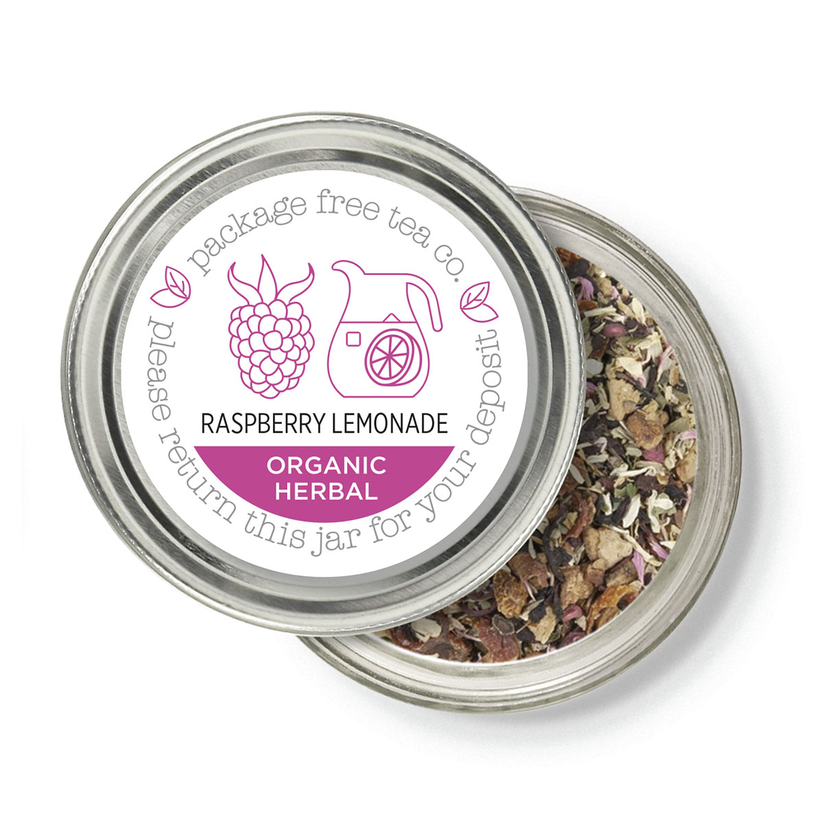 Organic Raspberry Lemonade Herbal Tea 100g Refundable Jar