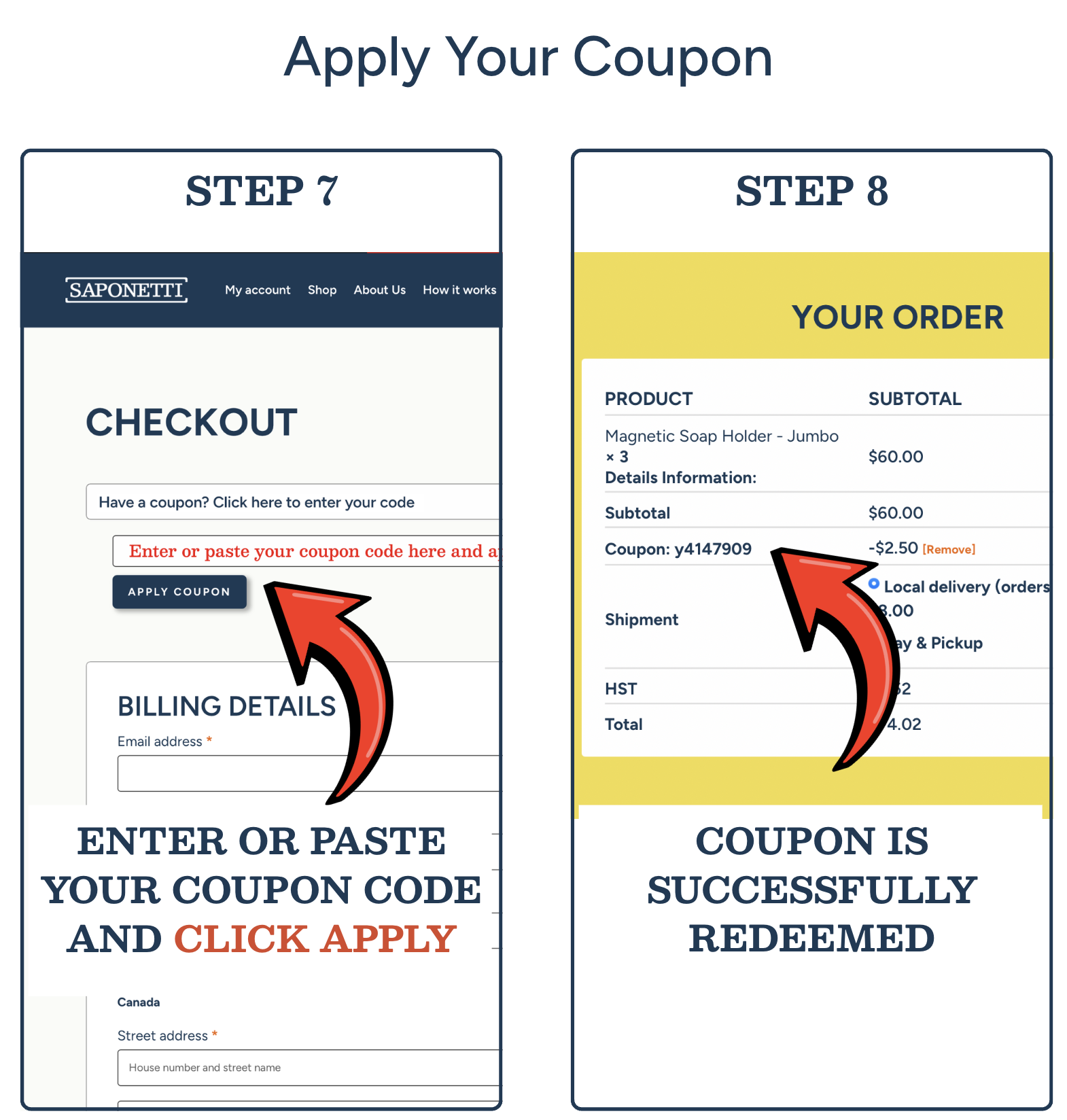 Sign in to the Saponetti Rewards Portal by clicking the Earn Points button, then open the Redeem section to view your available Refill Cash rewards.